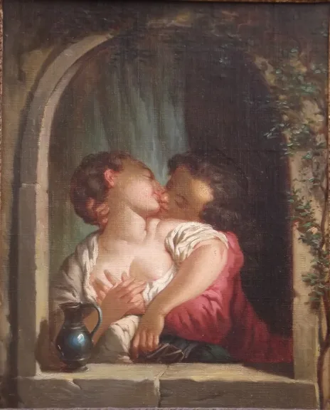 "Le baiser " ou " Petite Scène Libertine du XVIIIème siècle"
