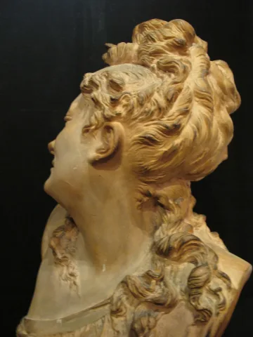 Albert-Ernest CARRIER-BELLEUSE ( 1824 - 1887 )  "Le Réveil "  Buste en terre cuite