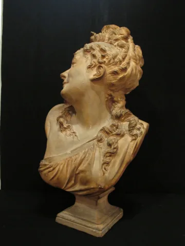 Albert-Ernest CARRIER-BELLEUSE ( 1824 - 1887 )  "Le Réveil "  Buste en terre cuite