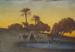Charles Théodore FRERE (Paris 1814-1888) Oasis at dusk