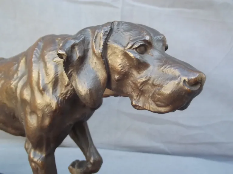 Charles VALTON (Pau 1851 - Paris 1918 ) Chien à l'arrêt - Bronze