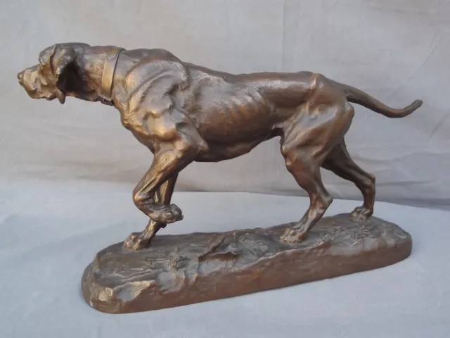 Charles VALTON (Pau 1851 - Paris 1918 ) Chien à l'arrêt - Bronze