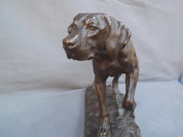Charles VALTON (Pau 1851 - Paris 1918 ) Chien à l'arrêt - Bronze