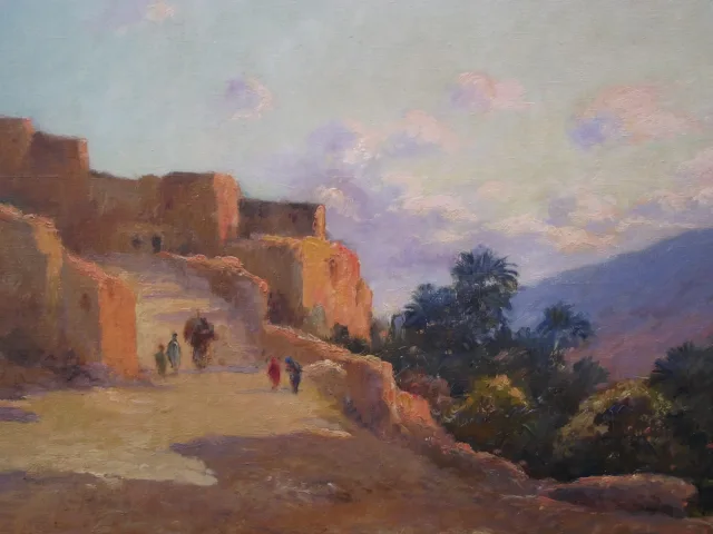 Eugène Jules DELAHOGUE "El Kantara-Algérie" Paysage Orientaliste.