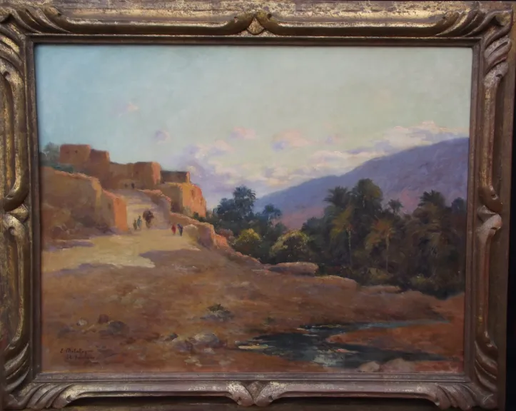 Eugène Jules DELAHOGUE "El Kantara-Algérie" Paysage Orientaliste.