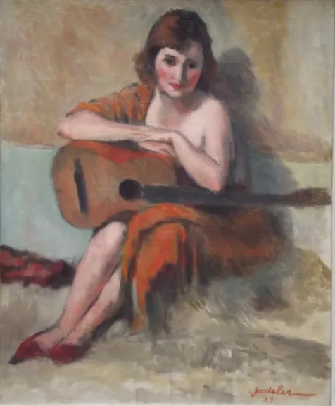 Charles Emmanuel JODELET (Augerans 1883 - Paris 1973) Young woman with guitar
