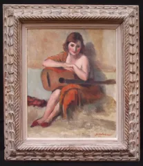Charles Emmanuel JODELET (Augerans 1883 - Paris 1973 ) Jeune femme à la guitare