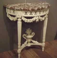 Half Moon Konsole Louis XVI lackiertes Holz.