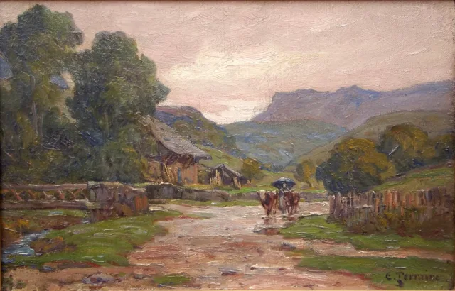 Clovis Frédéric TERRAIRE (Marseille 1858 - Lyon? 1931) "Terug in de regen"