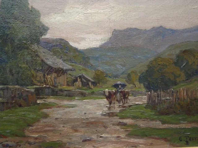 Clovis Frédéric TERRAIRE (Marseille 1858 - Lyon? 1931) "Terug in de regen"