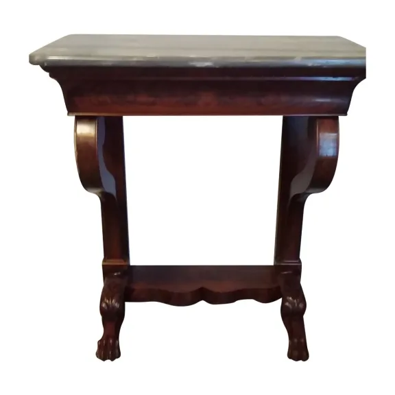Petite console ouvrant par un tiroir en ceinture Empire en acajou 19ème