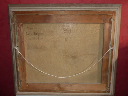 Tableau huile sur toile paysage  fait en Avignon   (signé Fabien 1947)