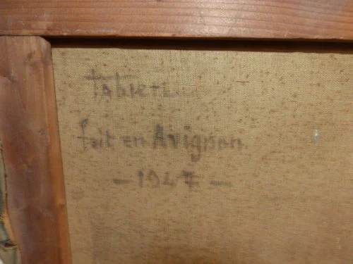 Tableau huile sur toile paysage  fait en Avignon   (signé Fabien 1947)