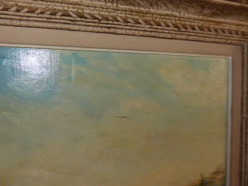 Tableau huile sur toile paysage  fait en Avignon   (signé Fabien 1947)