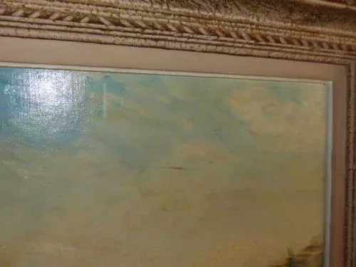 Tableau huile sur toile paysage  fait en Avignon   (signé Fabien 1947)