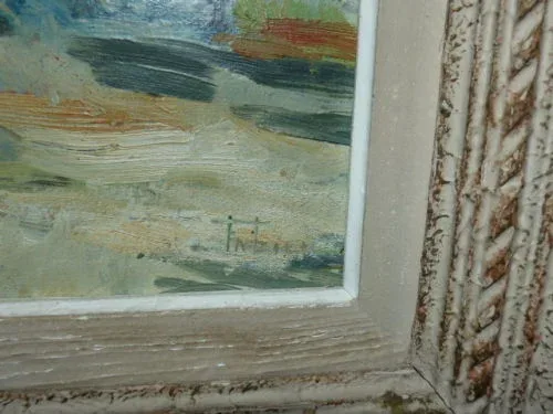 Tableau huile sur toile paysage  fait en Avignon   (signé Fabien 1947)
