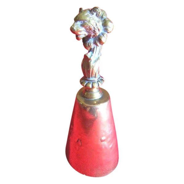 Cloche de table de chasse tête de loup en bronze 19ème