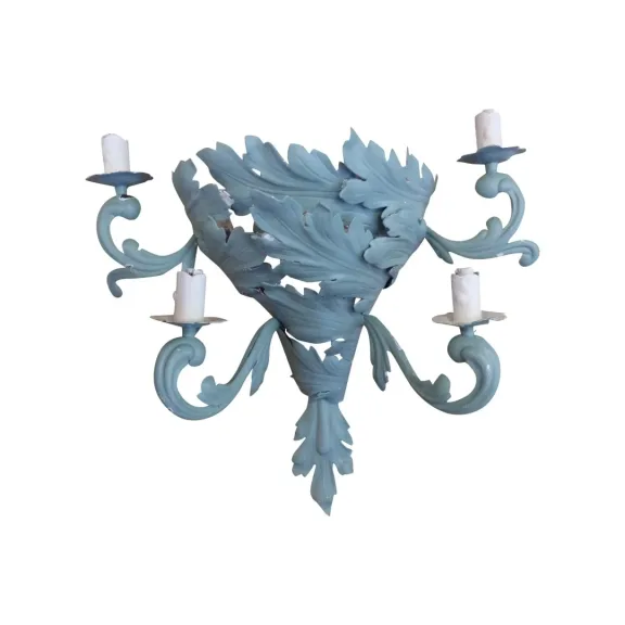 Applique murale forme Cornet  en fer forgé feuillage patiné  époque 1930