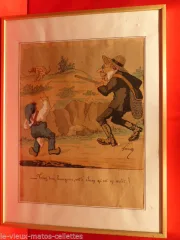 aquarelle de chasse humoristique dessinateur Lavrate (1829-1888)