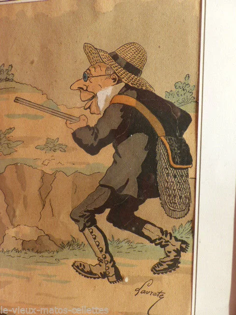 aquarelle de chasse humoristique dessinateur Lavrate (1829-1888)