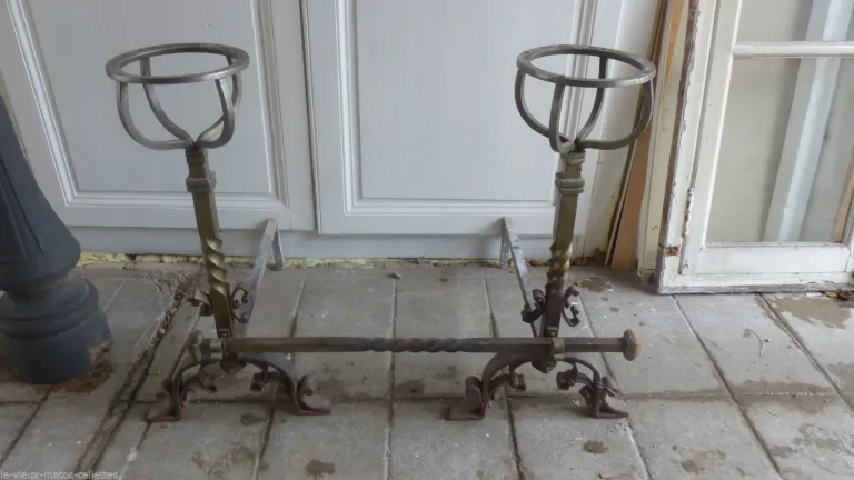 Grands chenets landiers en fer forgé début 20ème