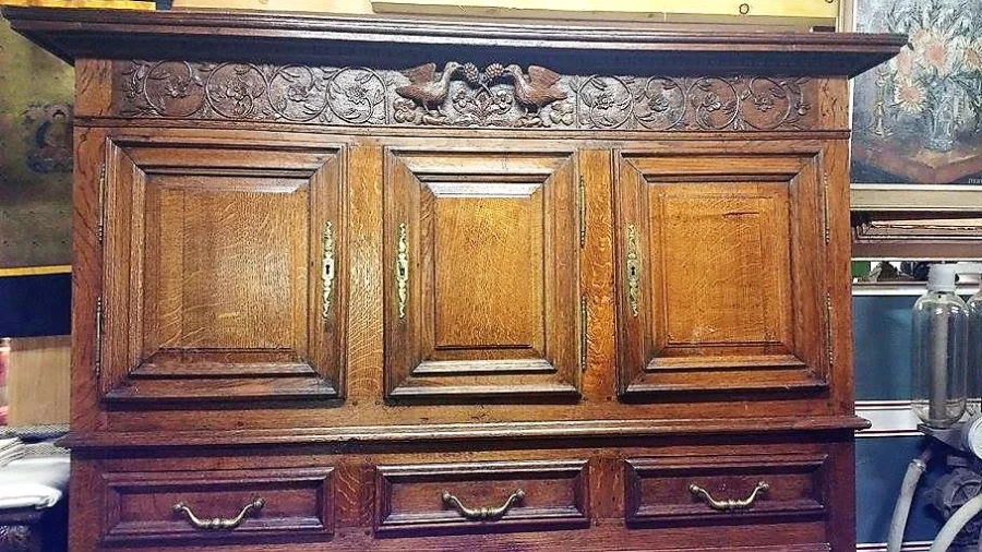 buffet deux corps en chêne 5 portes 19ème