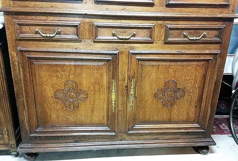 buffet deux corps en chêne 5 portes 19ème