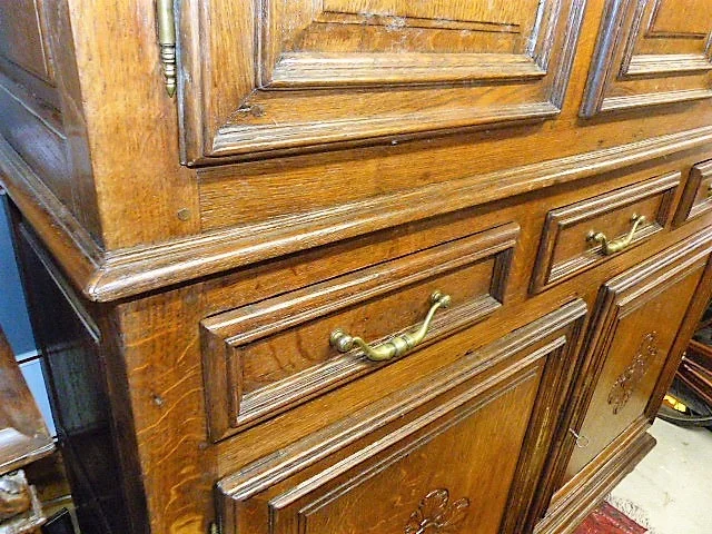 buffet deux corps en chêne 5 portes 19ème