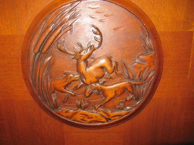 Buffet art déco 3 portes décor de chasse