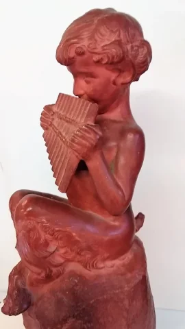 Faune à la flûte de pan par Jean Marie CAMUS (1877-1955) en terre cuite