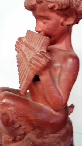 Faune à la flûte de pan par Jean Marie CAMUS (1877-1955) en terre cuite