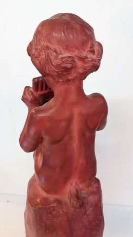 Faune à la flûte de pan par Jean Marie CAMUS (1877-1955) en terre cuite