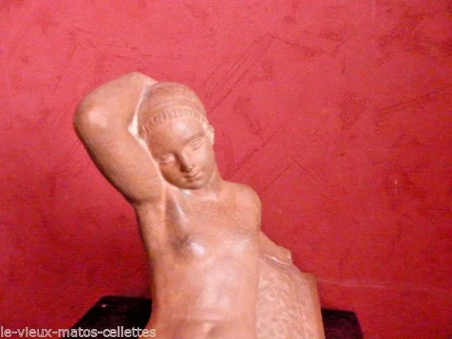 Sculpture en terre cuite Odalisque aux cabris de Georges GORI (XIX-XX)