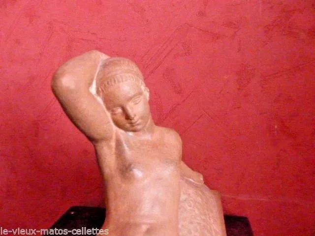 Sculpture en terre cuite Odalisque aux cabris de Georges GORI (XIX-XX)