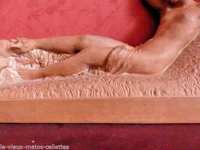 Sculpture en terre cuite Odalisque aux cabris de Georges GORI (XIX-XX)