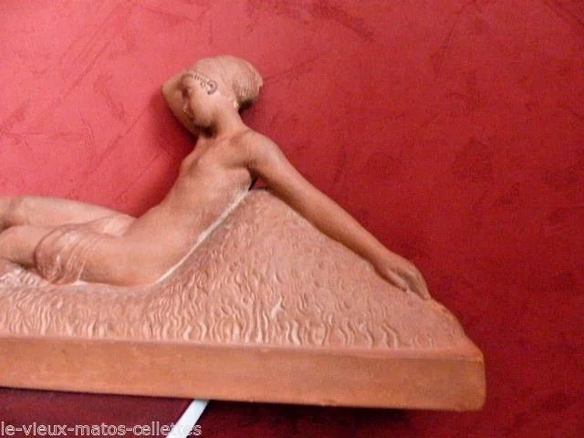 Sculpture en terre cuite Odalisque aux cabris de Georges GORI (XIX-XX)