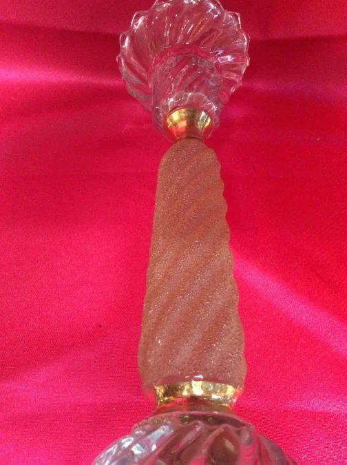 Paire de bougeoirs en verre signé de vallerysthal