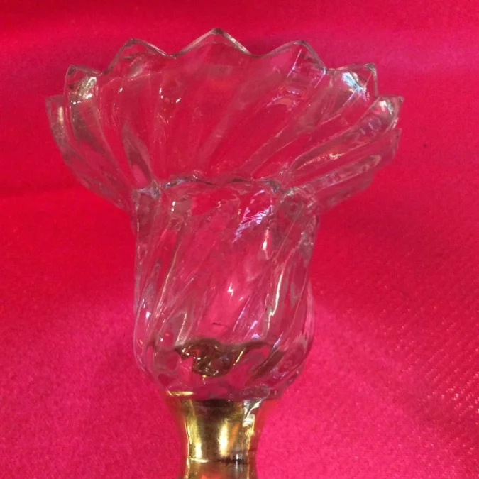 Paire de bougeoirs en verre signé de vallerysthal