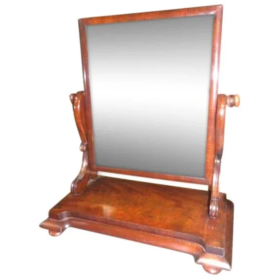 Miroir psyché barbière en acajou flammé de Cuba  d'époque restauration