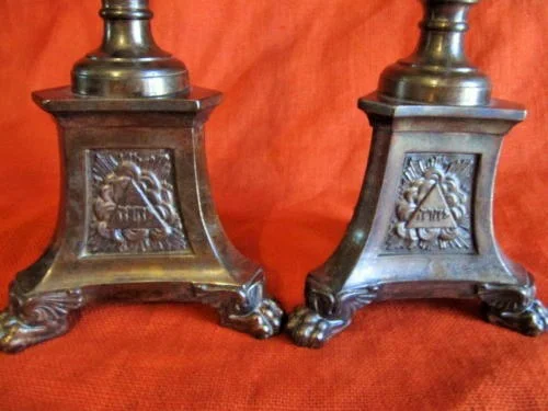 Paire de pic cierge en bronze Argenté 19ème