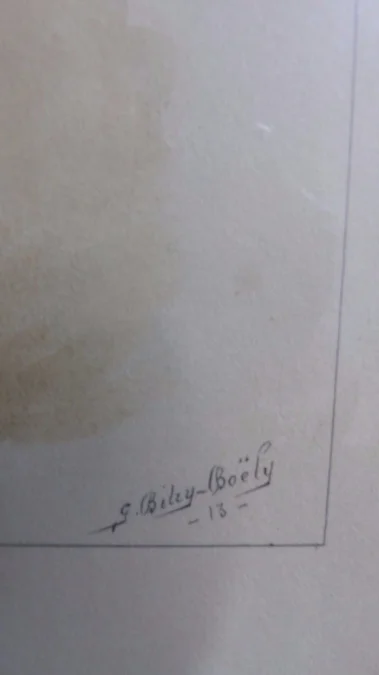 Aquarelle d'un soldat militaire signée de  G. Bitry-Boëly début 20ème