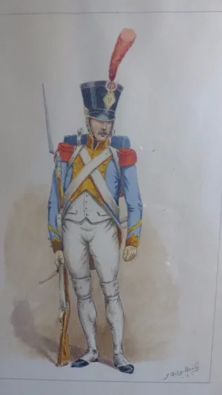 Aquarelle d'un soldat militaire signée de  G. Bitry-Boëly début 20ème