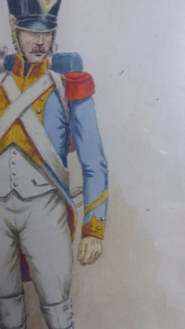 Aquarelle d'un soldat militaire signée de  G. Bitry-Boëly début 20ème
