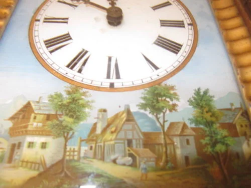 Pendule murale Napoléon III-Forêt noire-Cadran peint-fixé sous verre a réviser
