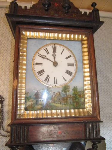 Pendule murale Napoléon III-Forêt noire-Cadran peint-fixé sous verre a réviser