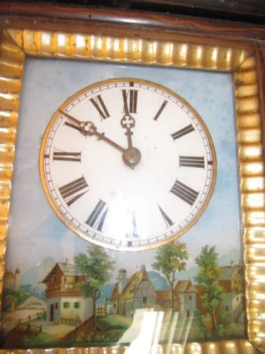 Pendule murale Napoléon III-Forêt noire-Cadran peint-fixé sous verre a réviser