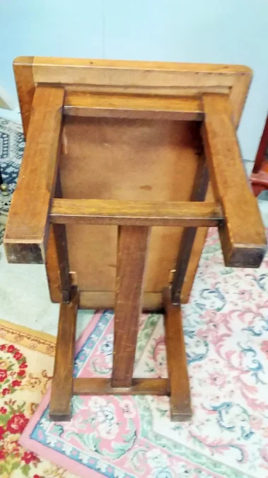 Table basse année 60 en hêtre et ardoise