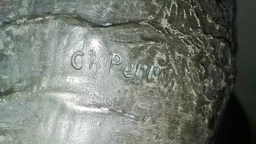 Pichet a vin en étain signé "Charles Perron vers 1900"