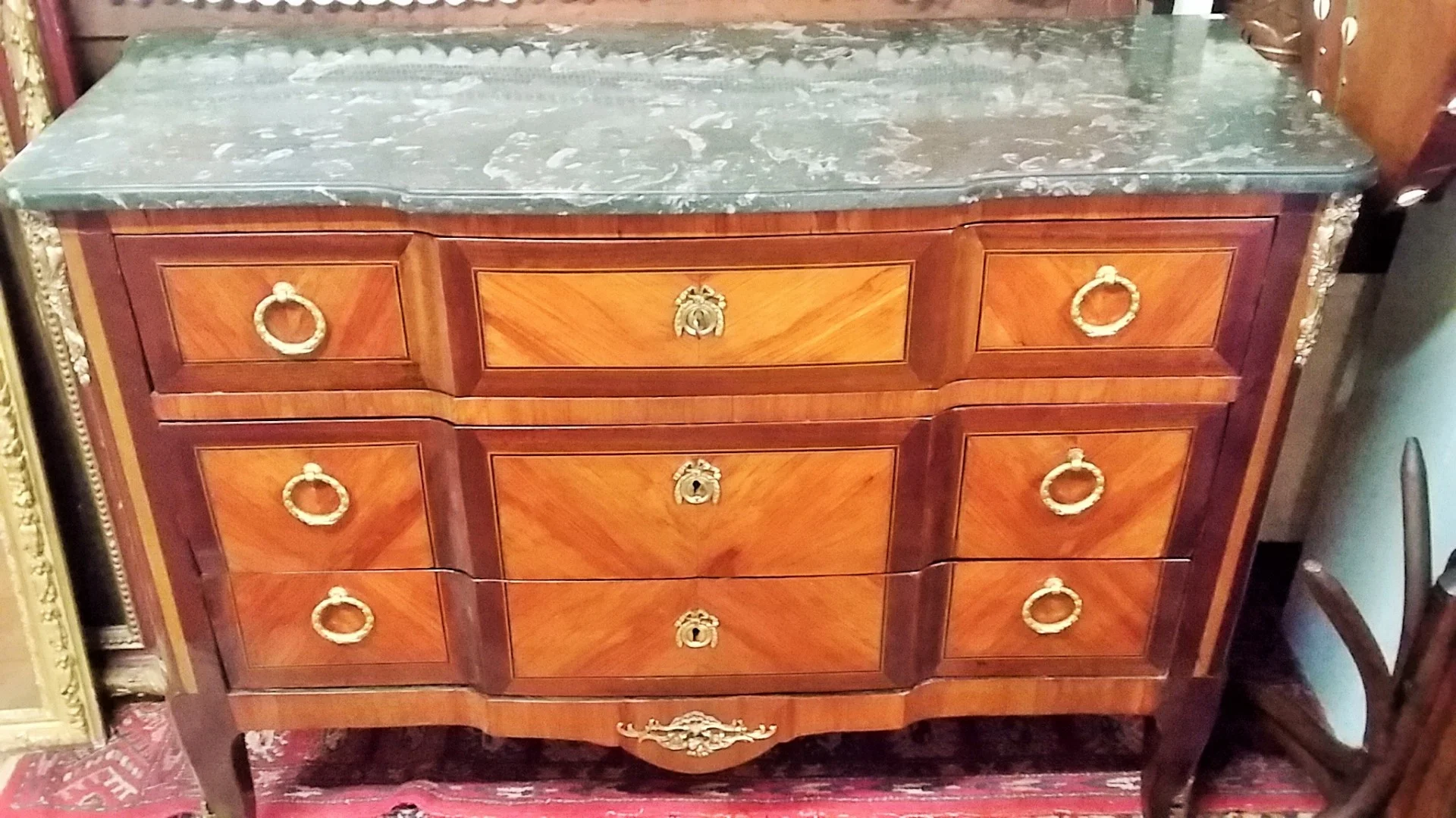 Commode De Style Transition En Marqueterie époque milieu XIXème