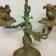 Paire de bougeoirs style louis XV en bronze patine verte 19ème